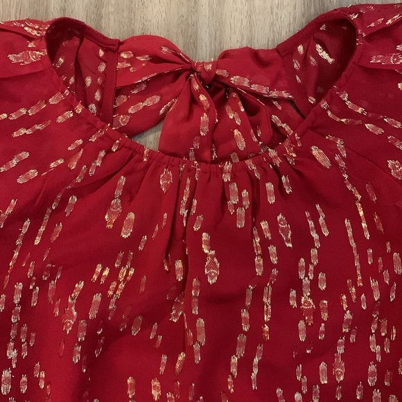 NWT Lilly Pulitzer Noraleen Silk Top Long Sleeved Metallic Red Women’s XS - Picture 6 of 12